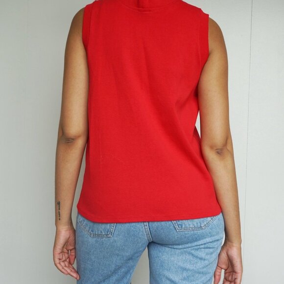 Red Turtleneck Tank Top | Sleeveless Red Summer Top - Picture 5 of 8